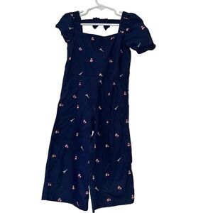Janie & Jack Eiffel Tower floral Navy Floral Jumpsuit romper sz 3